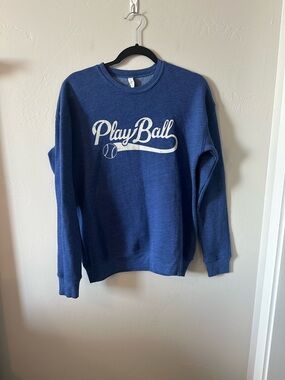 Women's Blue 'Play Ball' Crewneck Sweatshirt - Casual Pullover
